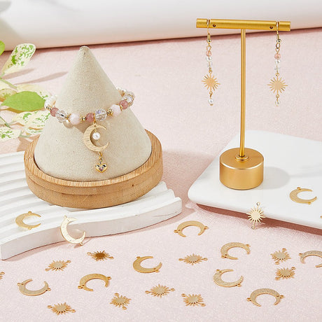 Mellemled Sol & Måne – 24K Forgyldt Langtidsholdbar (32 stk) - Uniq Perler - 117684