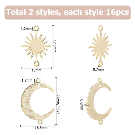 Mellemled Sol & Måne – 24K Forgyldt Langtidsholdbar (32 stk) - Uniq Perler - 117684