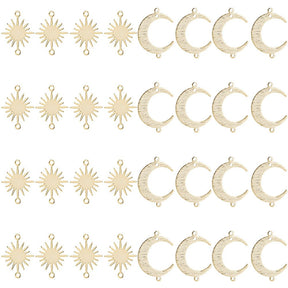 Mellemled Sol & Måne – 24K Forgyldt Langtidsholdbar (32 stk) - Uniq Perler - 117684