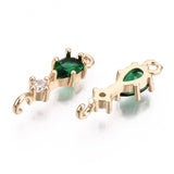 Mellemled/Connectors med Dråbe – Grøn med Langtidsholdbar belægning (17mm) 2 stk. - Uniq Perler - 117084