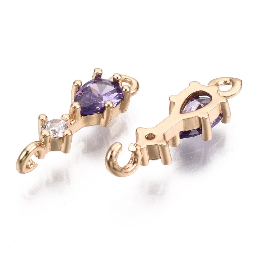 Mellemled/Connectors med Dråbe – Lilla med Langtidsholdbar belægning (17mm) 2 stk. - Uniq Perler - 117089