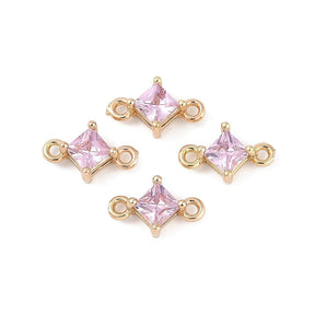 Zwischenstücke/Verbinder – Rosa Glas mit (11 mm) 2 Stk. - Uniq Perler - 