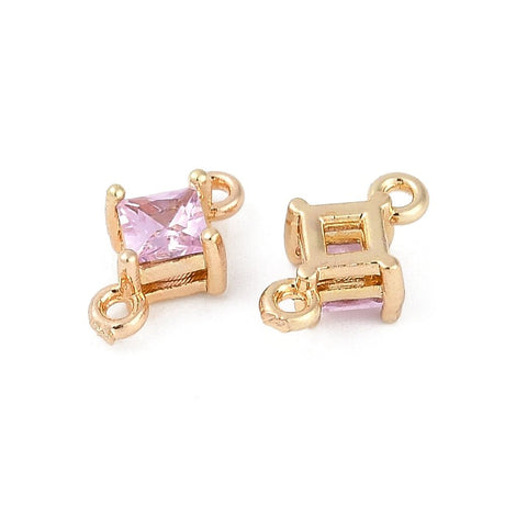 Mellemled/Connectors– Rosa Glas med (11 mm)2 stk. - Uniq Perler - 