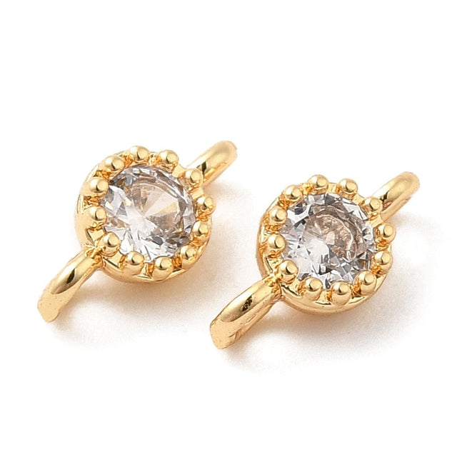 Mellemled/Link Med Zirkonia Sten, 18K Forgyldt, (8x4x3mm) - Uniq Perler - 111612