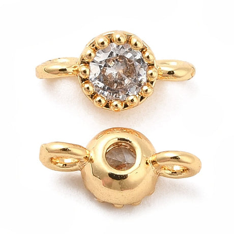 Mellemled/Link Med Zirkonia Sten, 18K Forgyldt, (8x4x3mm) - Uniq Perler - 111612