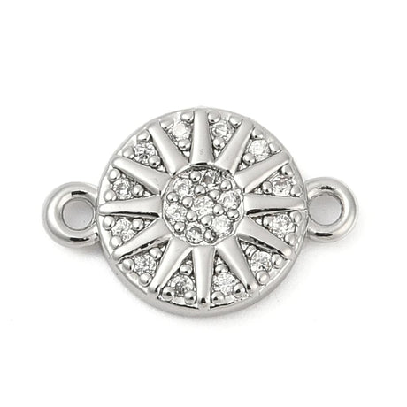 Mellemled/Link Med Zirkonia Sten, Platin Farvet, 13x9mm - Uniq Perler - 699756