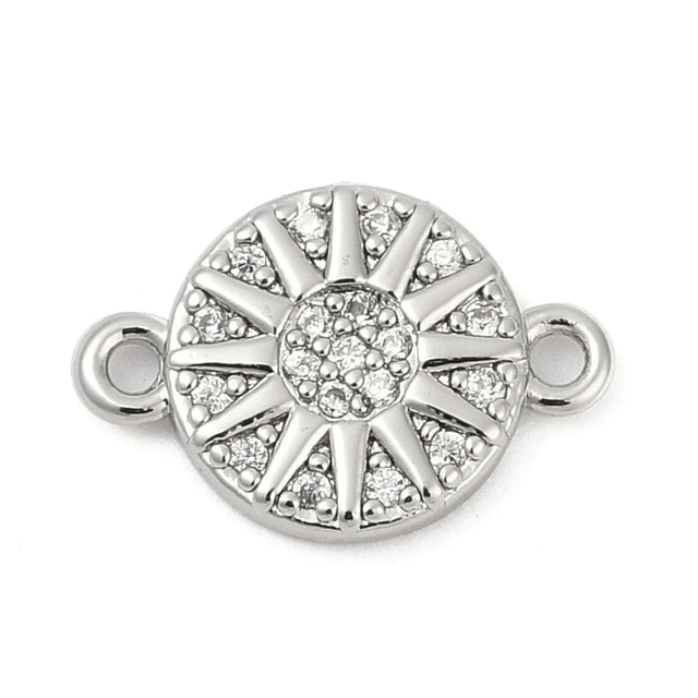 Mellemled/Link Med Zirkonia Sten, Platin Farvet, 13x9mm - Uniq Perler - 699756