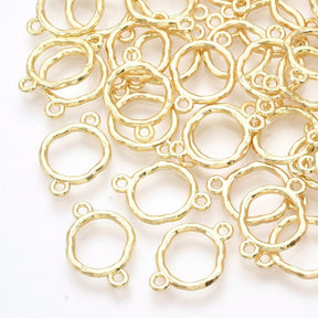 Intermediate Link/Links With Hammered Surface - Gold-plated (15x9mm) 6 Pieces - Uniq Perler - 0000014746