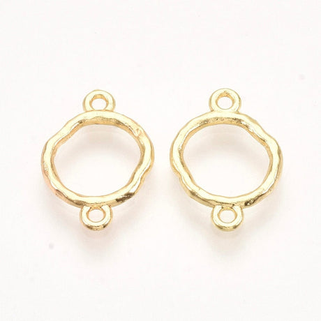 Mellemled/Links Med Hamret Overflade - Forgyldt (15x9mm) 6 Stk - Uniq Perler - 0000014746