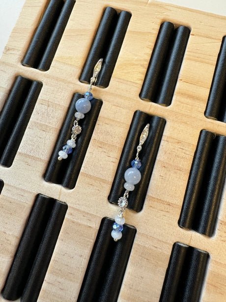 Mellemleds Link Med Zirkonia Sten, Platin Farvet, (8x4x3mm) - Uniq Perler - 111614