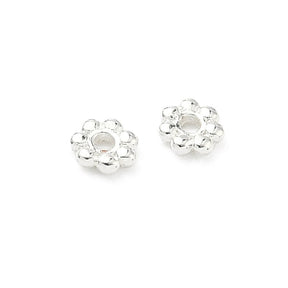 Intermediate Beads – Long-Lasting 925 Sterling Silver Plated Brass, Flower (4x1.2mm)