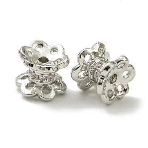Intermediate Pearls With Clear Zirconia Stones, Long-lasting Platinum Plated, 5x6x6.8mm - Uniq Perler - 309844