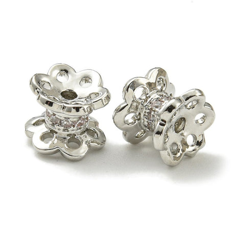 Mellemleds Perler Med Klare Zirkonia Sten, Langtidsholdbar Platin Belagt, 5x6x6,8mm - Uniq Perler - 309844