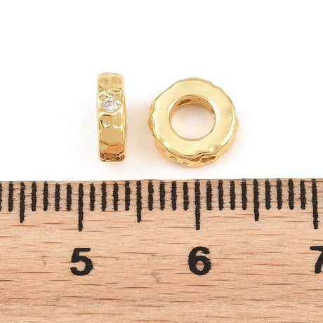 Mellemleds Perler Med Zirkonia – 18K Langtidsholdbar Forgyldt Messing (7,5x2,3mm) 2 stk. - Uniq Perler - 122493