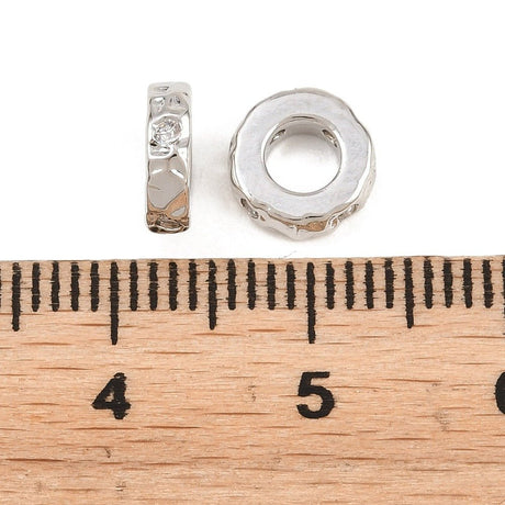 Mellemleds Perler Med Zirkonia – Langtidsholdbar Platinbelagt Messing (7,5x2,3mm) 2 stk. - Uniq Perler - 122496