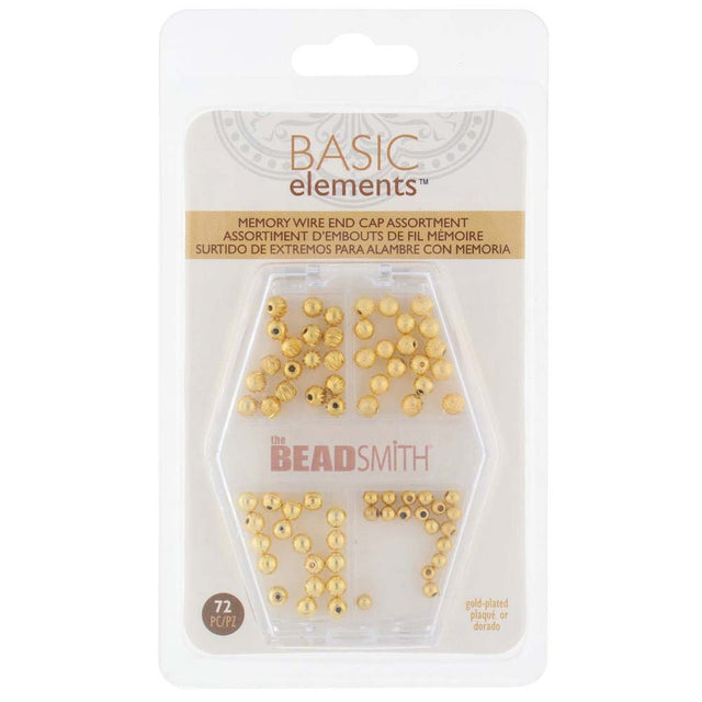 Memory Wire Endekapper – Guldfarvede (3–4mm, 72 stk.) – Beadsmith - Uniq Perler - 126476