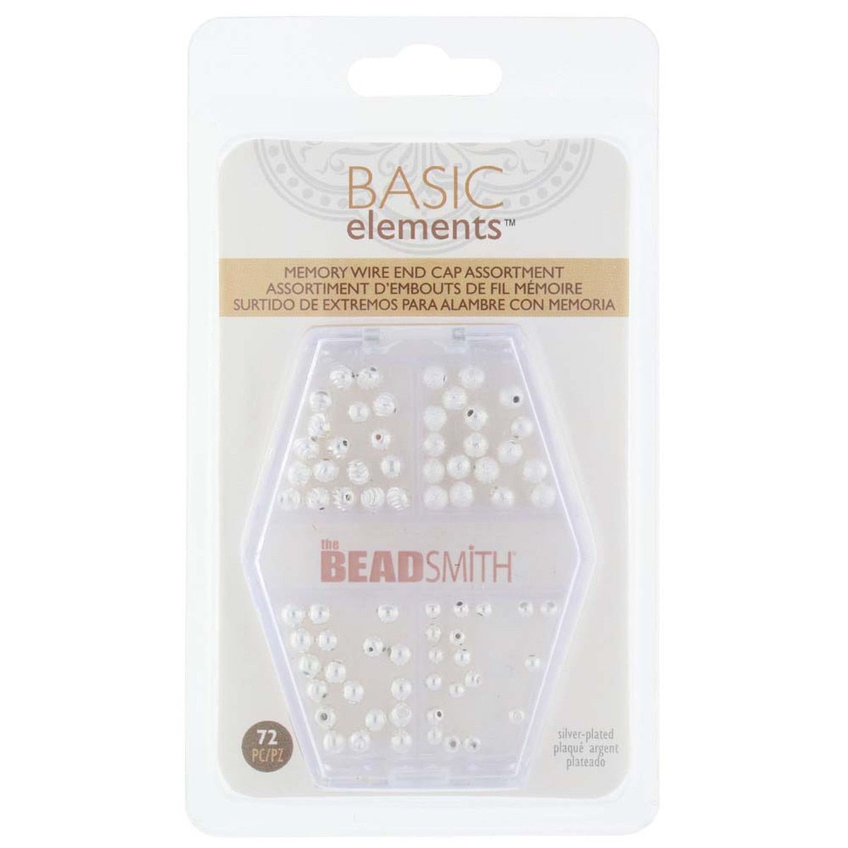 Memory Wire Endekapper – Sølvfarvede (3–4mm, 72 stk.) – Beadsmith - Uniq Perler - 126474