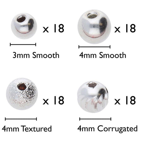 Memory Wire Endekapper – Sølvfarvede (3–4mm, 72 stk.) – Beadsmith - Uniq Perler - 126474