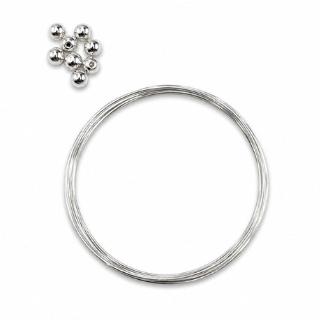 Memory Wire Inkl. Endeperler – Forsølvet Messing (0,8mm, 12 Ringe) - Uniq Perler - 623730