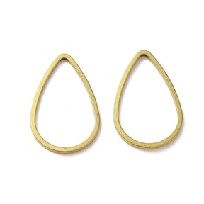 Brass Drops – Golden Teardrop Links (14x21.5mm, 6 pcs) - Uniq Perler - 