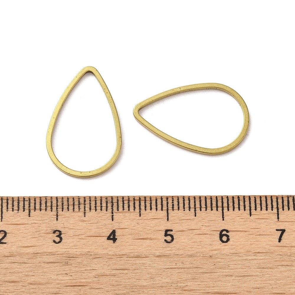 Messing Dråber – Gyldne Teardrop Links (14x21,5mm, 6 stk) - Uniq Perler - 