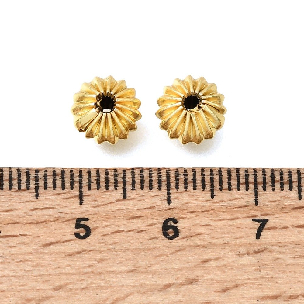 Messing Perler – 18K Langtidsholdbar Forgyldt, Riflet Rondel (8,5x6mm) 10 stk. - Uniq Perler - 122043