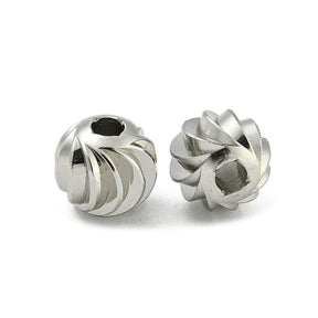 Brass Beads With Pattern, Long-lasting Platinum Coating, 8x6mm, 10 pcs. - Uniq Perler - 113594