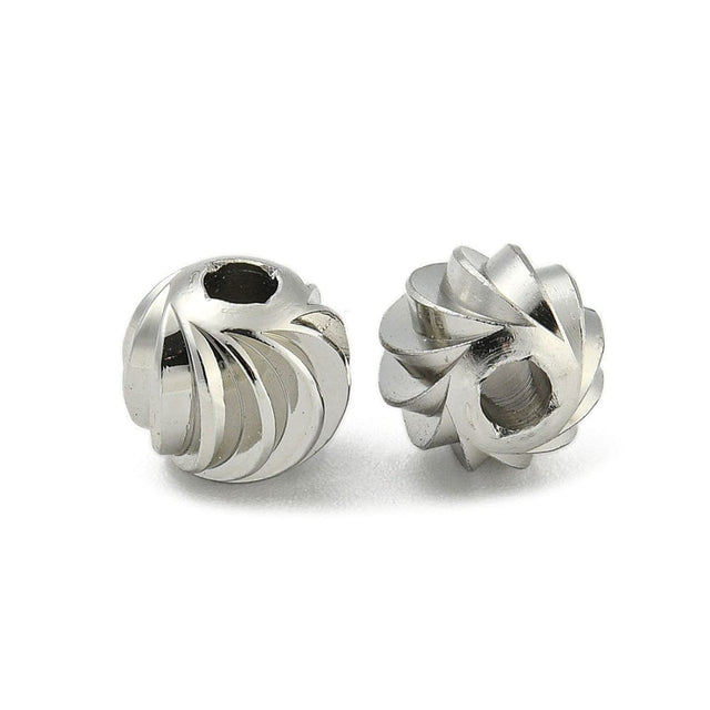 Messing Perler Med Mønster, Langtidsholdbar Platin Belægning, 8x6mm, 10 stk. - Uniq Perler - 113594