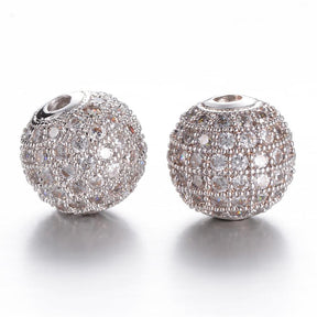Brass Beads With Zirconia Stones, Grade AAA, 10mm - Uniq Perler - 1111490368