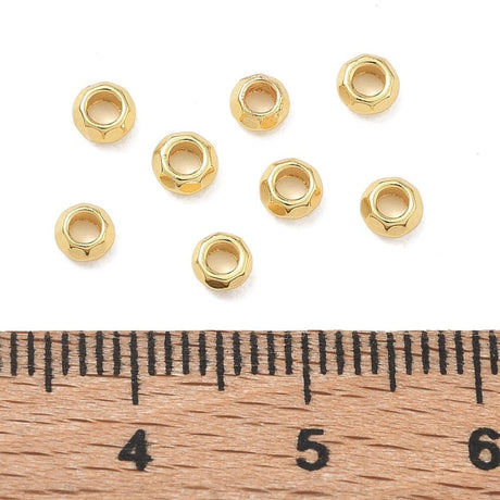 Messing Perler – Rondel, 18K Langtidsholdbar Forgyldt (4x2mm) 6 stk. - Uniq Perler - 122552