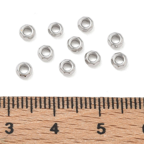 Messing Perler – Rondel, Langtidsholdbar Platinbelagt (4x2mm) 6 stk. - Uniq Perler - 122554