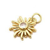 Messing Vedhæng – Langtidsholdbar, Sol med Klar Zirkonia (14x15mm, 2 stk) (Kopi) - Uniq Perler - 