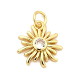 Messing Vedhæng – Langtidsholdbar, Sol med Klar Zirkonia (14x15mm, 2 stk) (Kopi) - Uniq Perler - 