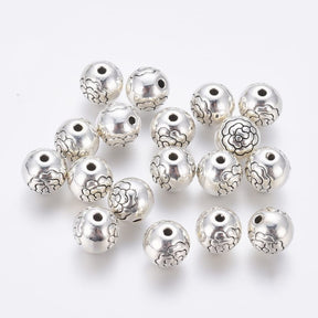 Metal Beads, Antique Silver-plated, (8mm, 10 pcs.) - Uniq Perler - 112308