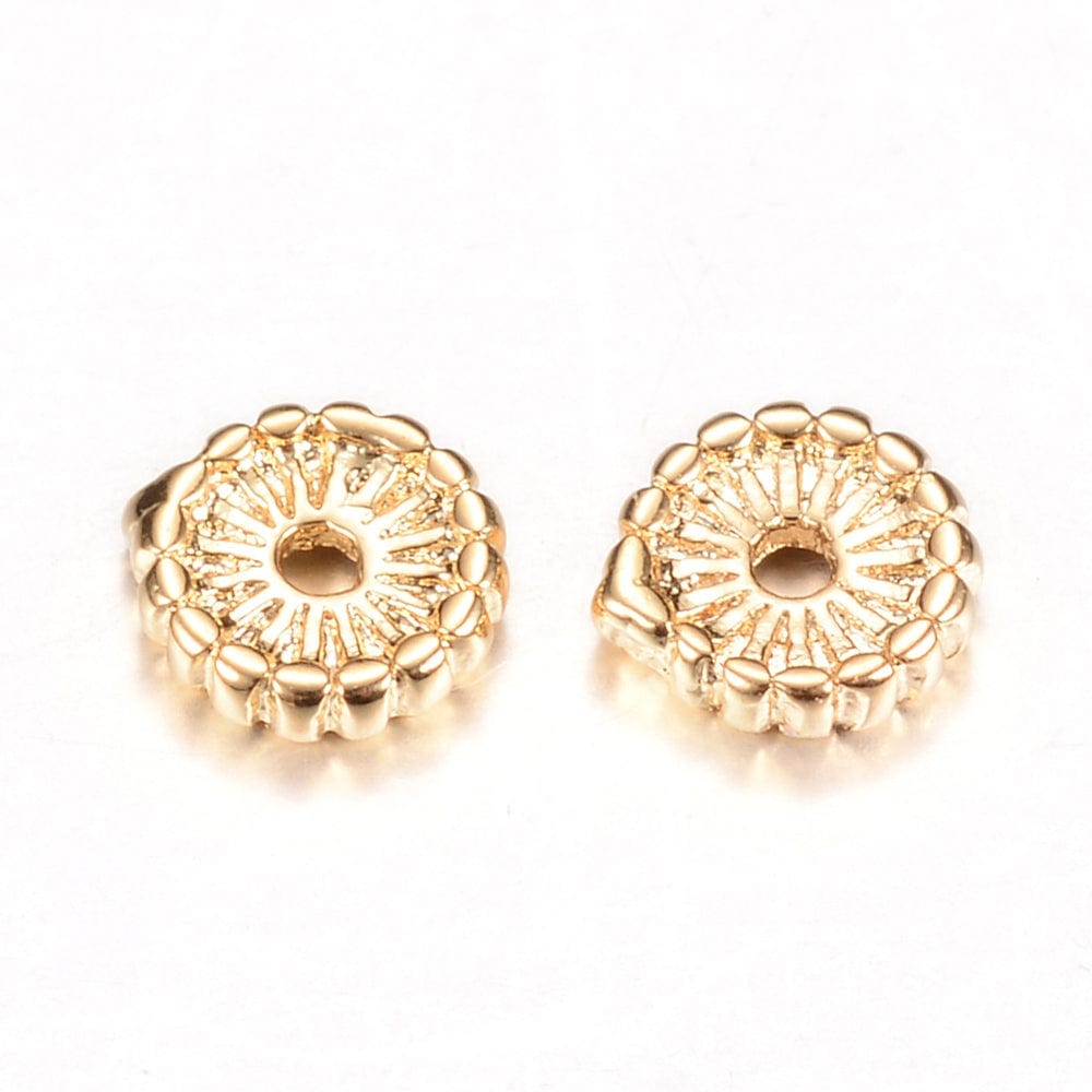 Metal Perler, Forgyldt, 5x1,5 Mm, 10 Stk - Uniq Perler - 546798