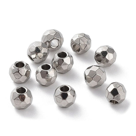 Metal perler Stål Perler, facetteret perler str- 4x3,5 mm, 6 stk.
