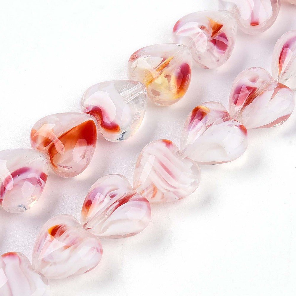 Millefiori-Glasperlen – Herz, Lavendel (11,5~12x12x6,5~7mm)
