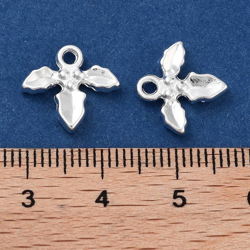 Mistelten Vedhæng, Forsølvet, 14x12mm, 20 stk. - Uniq Perler - 113495