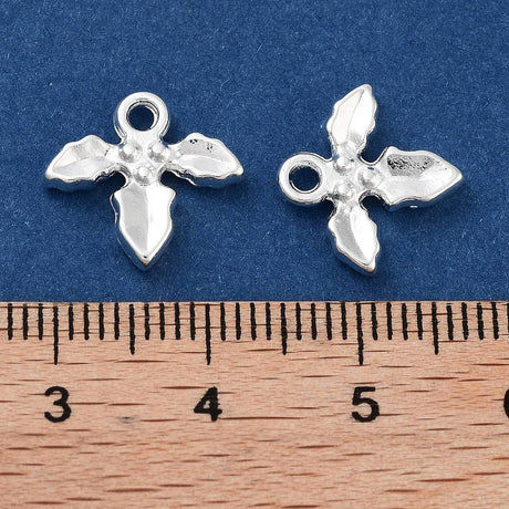 Mistelten Vedhæng, Forsølvet, 14x12mm, 20 stk. - Uniq Perler - 113495