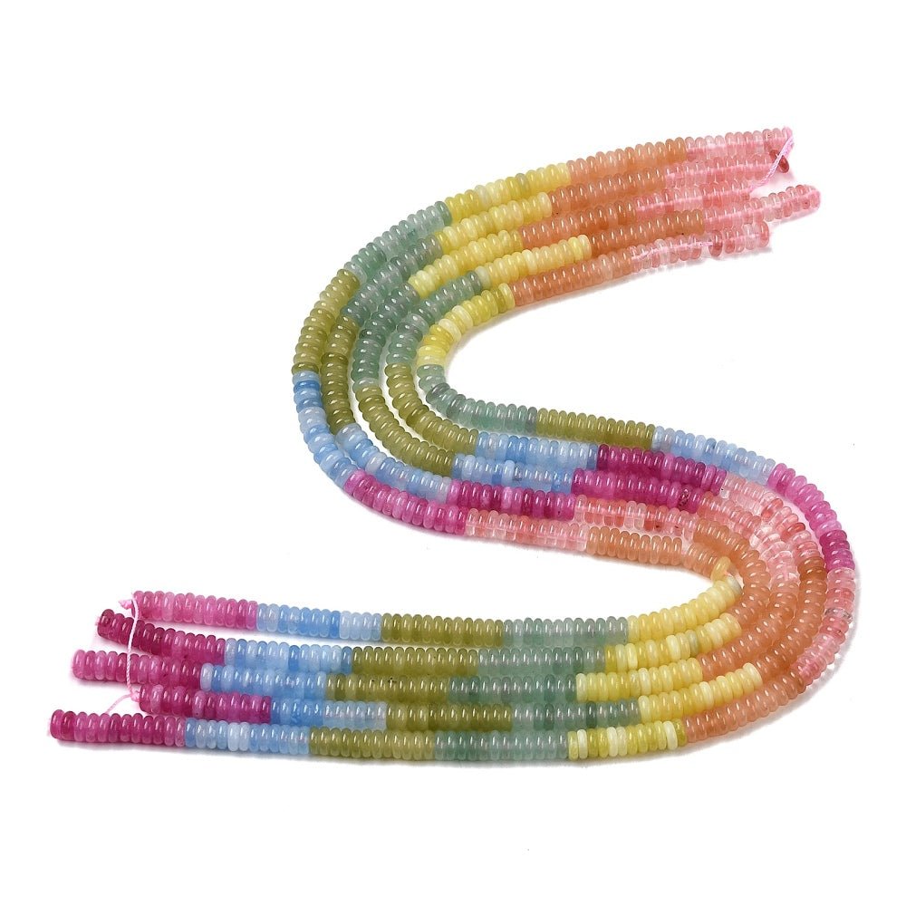 Mix Perler – Cherry Kvarts, Hvid Jade Og Grøn Aventurin, Rondel (6,5x2~2,5mm) - Uniq Perler - 121706