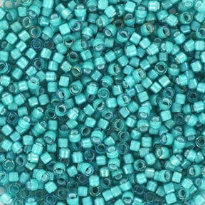 Miyuki Delica Perlen - DB 1782, Weiß mit AB Teal Linie, 11/0 - Uniq Perler - 111245