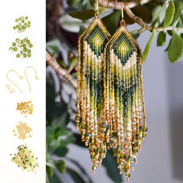 Miyuki DIY Kit – Boheme Frynse Øreringe med Brick Stitch (12–15cm) - Uniq Perler - 118446