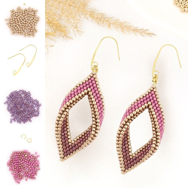 Miyuki DIY Kit – Twisted Øreringe “Pink Champagne” - Uniq Perler - 