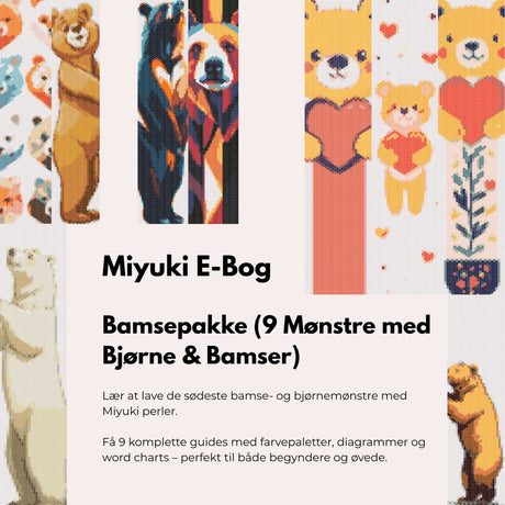Miyuki E - Bog – Bamsepakke (9 Mønstre med Bjørne & Bamser) - Uniq Perler - 723232