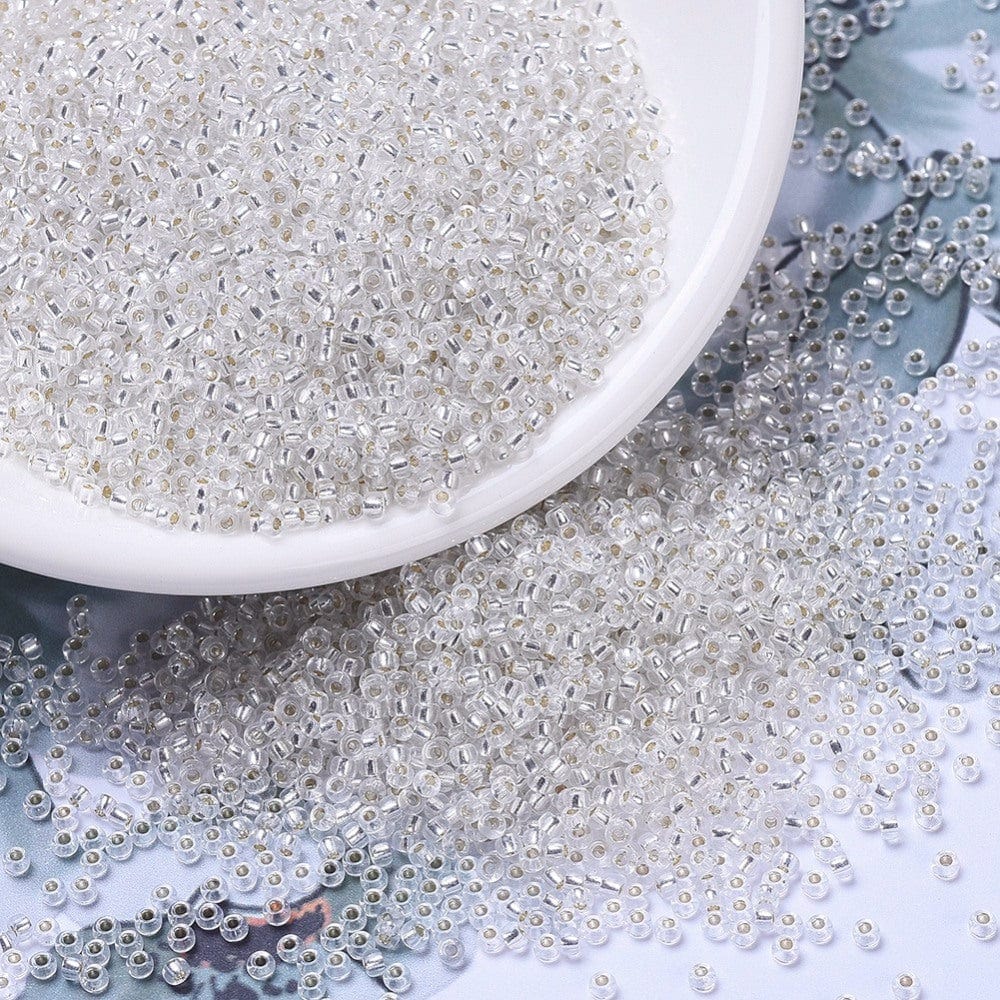 Miyuki Rocailles Perler, RR 0001, Silver Lined Crystal, 11/0 - Uniq Perler - 1111490007