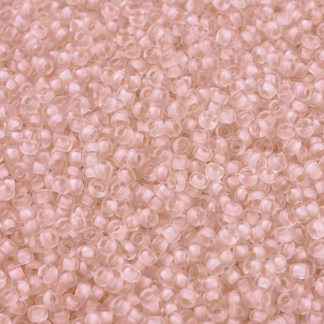 Miyuki Rocailles Perler, RR 1934, Semi - Frosted Baby Pink Lined Crystal, 11/0 - Uniq Perler - 768845
