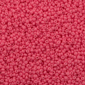 Miyuki Rocailles Beads, RR 2045, Opaque Matte Dyed Bright Pink, 11/0 - Uniq Perler - 112039