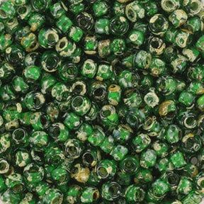 Miyuki Rocailles Perler - RR 4507, Transparent Picasso Green, 8/0 - Uniq Perler - 115944