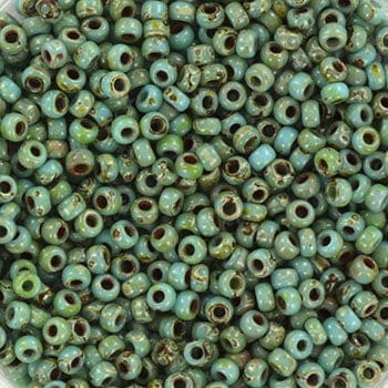 Miyuki Rocailles Perler, RR 4514, Opaque Picasso Turquoise Blue, 11/0 - Uniq Perler - 5574379