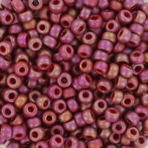 Miyuki seed beads 8/0 - opaque glazed frosted rainbow red 4696 - Uniq Perler - 123301